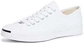 Converse Jack Purcell Canvas Sneakers, White/White/Black, 7.5 US Women/6 US Men