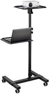 Mount-It! Mobile Projector and Laptop Stand (2 Shelves), Rolling Cart with Ventilated Tray, Heavy Duty, Height Adjustable Laptop and Projector Presentation Trolley, Black