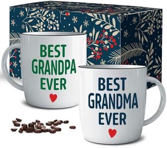 Triple Gifffted Worlds Best Grandparents Coffee Mugs for Grandma and Grandpa, Gifts Ideas From Grandkids, Grandchildren, New First Time Grandparent Announcement Christmas Valentines Day, Ceramic 380ml