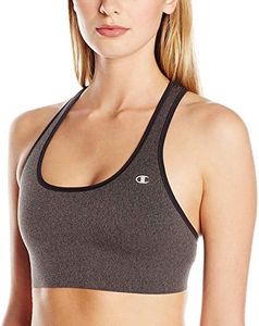 Champion Women's Absolute Sports Bra with SmoothTec Band, Gray Heather/Black, Medium
