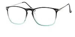 SOOLALA Designer Large Horn Rimmed Clear Lens Eyeglass Frame Reading Glasses, Blue, Large