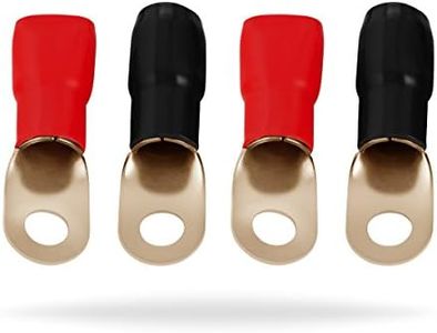 InstallGear 1/0 Gauge AWG Crimp Ring Terminals Connectors - 4-Pack (2 Positive, 2 Negative)
