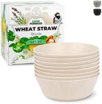 Grow Forward Premium Wheat Straw Bowls Set of 8 - Reusable 28oz Hard Plastic Cereal Bowls - Unbreakable Microwave Safe Bowls for Kitchen, Camping, RV, Dessert, Soup, Salad, Ramen, Eating - Sahara