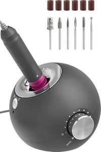 Delanie Professional Nail Drill Machine 35000RPM for Acrylic Nails Gel Polish Electric Nail File Kit Manicure Drill Set for Home and Salon Use with Six Sanding Bands and Drill Bits UK Plug(Wired-Gray)