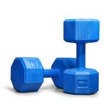 ARTINO 5Kg Pair Hexa PVC Dumbbells Set For Home Gym, Exercise & Fitness Dumbbell (Blue) Fixed Weight Dumbbell (5kg X 2Pc)