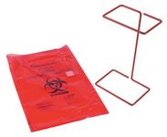 Heathrow Scientific HS10044H Biohazard Bag Holder, Steel Wire, Epoxy Coated, 3. 58 x 5. 03 x . 82 in (9. 1 x 12. 8 x 2. 1 cm), Red, 1/ea