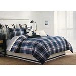 Nautica Blue Lake Standard Pillow Sham ~ Navy Blue, White, Red Plaid