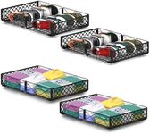NADAMOO Low Profile Under Bed Storage with Wheels, 4 Pack Rolling Storage Containers, Foldable Metal Organizer Bins