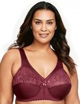 Glamorise Women's Plus Size MagicLift Original Support Bra Wirefree #1000, Burgundy, 52B