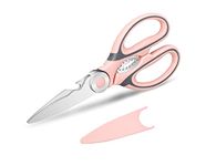 SYMGILA kitchen Scissors, Multipurpose Scissors, Ultra Sharp Blade Shears, Comfort-Grip Handles, Sturdy Sharp Scissors for Office Home School Sewing Fabric Craft Supplies (Pink)