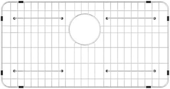 Stainless Steel Sink Grid and Protectors for Bottom of Kitchen Sink，26" x 14" Inches with Rear Drain