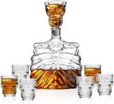 Godinger Whiskey Decanter, Liquor Decanter Skull Decanter with 6 Shot Glasses, for Whiskey, Cocktails, Bourbon and Vodka - Halloween