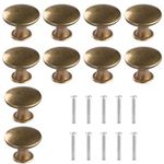 10 Pack Cabinet Knobs, Uandelci Vintage Brass Drawer Knobs 30mm Round Mushroom Shaped Furniture Knobs Kitchen Cupboard Knobs with Screws Drawer Hardware Knob Pull Handle for Kitchen Bathroom Bedroom