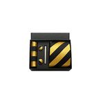 CWKOON Striped Black Yellow Mens Tie Formal Necktie Pocket Squares Ties Clips Cufflinks Classic for Men Gift Box Set