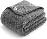 Allisandro® Washable Dog Blanket (100x80cm, Grey) for Cats Puppys Soft Warm Using Premium Fluffy Sherpa Pet Blanket Pet Throw