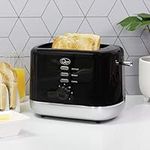 Quest 2 Slice Toasters with Auto-Centring and Variable Browning / 7 Different Settings/Reheat, Defrost & Cancel Options/Cool Touch / 2 Colours (Black/Silver)