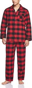CQR Men's 100% Cotton Plaid Flannel Pajama Set, Brushed Soft Lounge & Sleep PJ Top & Bottom with Pockets HPJ200-CRD_Small