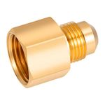 Breezliy 2PCS Flare Brass Tube Fitting, Coupling Gas Adapter 3/8" Flare x 1/2" Female NPT Pipe