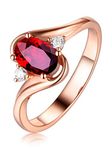 Aienid 18Ct Rose Gold Promise Rings for Women 1Ct Twisted Oval Ruby with White Round Diamond Wedding Rings for Women Size£º6