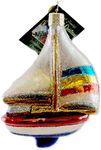 Old World Christmas 46028 Planes, Trains, Helicopters, Boats and Trucks Glass Blown Ornaments for Christmas Tree Sailboat, Blue