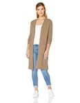 Amazon Essentials Women's Lightweight Longer Length Cardigan Jumper (Available in Plus Size), Camel Heather, M