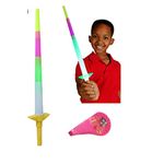 Zintalic 1 Pcs (Fan Whistle seeti) with Expandable Led Light Sword Talwar Toy for Kids Boys and Girls Pack of 1 Multicolour