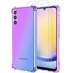 Osophter for Samsung Galaxy A25 5G Case: with 2pcs Screen Protector two color gradient reinforced corner TPU shock absorption flexible Cell Phone Cover for Galaxy A25 5G(Purple Blue)