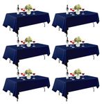 EMART Rectangle Tablecloth, 60 x 102 inch Navy Blue Table Clothes for 6 Foot Rectangle Tables in Polyester Fabric for Dining Party Wedding (6 Pack)