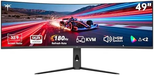 KTC 49 Inch Cuvred Gaming Monitor, DQHD 5120x1440 Ultrawide Monitor, 180Hz, 32:9, HDR 400, 128% sRGB, 3000:1 Contrast, 90W Type-C/HDMI/DP, Tilt/Swivel/Height Adjustable, Adaptive Sync, H49S66