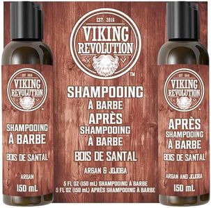 Viking Revolution - Shampoing Barbe Homme & Après Shampoing Barbe Homme - Huile d'Argan & de Jojoba - Adoucit & Renforce - Parfum Bois de Santal - 150 ml x 2