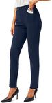 Rammus Womens Yoga Dress Pants with Pockets Stretch Work Leggings for Women Pull On Skinny Slacks for Business Office Casual Navy