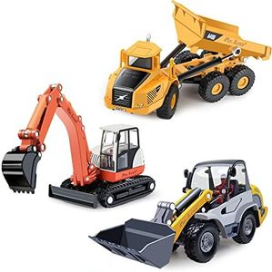 iPlay, iLearn Heavy Duty Construction Site Play Set, Metal Dump Truck, Excavator Digger, Tractor Bulldozer Diecast Vehicle, Outdoor Sandbox Car Toys, Birthday Gift 3 4 5 Year Old Toddler Boy Kid Child