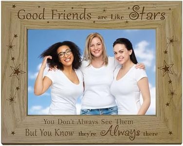 CREATCABIN Picture Frame Good Friends are Like Stars Wood Photo Frames Engraved Display 4x6 Horizontal Tabletop Postcard Frame for Hanging Wall Birthday Christmas Graduation Home Gifts Desk Decor