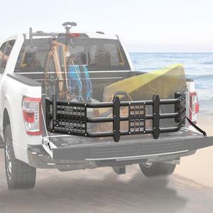 Trumgeta Truck Bed Extender for Ford F-150 2015-2026, Tailgate Mount Cargo Extension with MOLLE Panel and Flag Pole Mount, Fold-in/Fold-Out Pickup Storage