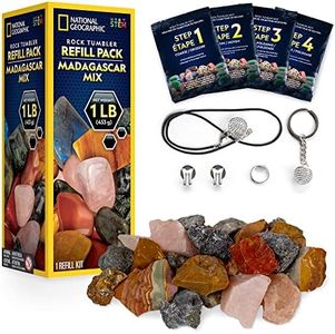 National Geographic Rock Tumbler Refill Kit – 1 Lb. Madagascar Rocks for Tumbling- Rock Tumbler Supplies Include Rock Tumbler Grit and Jewelry Accessories