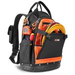 WISEPRO Tool Backpack, Tradesman Backpack with Molded Base, Heavy-Duty HVAC Tool Bag, Tool Organizer for Electricians, Construction, Men
