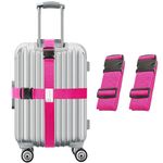 2 Pack Luggage Straps, Adjustable Luggage Straps for Suitcases, Heavy Duty Suitcase Strap Luggage Belt for Travel Accessories, Pink