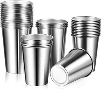 30 Pack Stainless Steel Cups Metal Pint Cups Unbreakable Drinking Glasses Stackable Drinking Cups Tumbler for Kids Adults Home Travel Camping Everyday Use (17 oz, 12 oz)