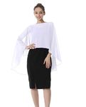 Baoqiya Chiffon Capes Sheer Capelets Long Cape Poncho For Women Plus Size, White, One Size
