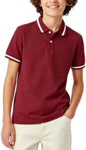 PATPAT Boys Polo Shirts School Uniform Size 13-14 Years Burgundy Pique Short Sleeve Button Closure Shirt Teen Boy Casual Collared Tops
