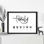 Personalised Family Portrait Custom Wall Art Print | Dog Cat Rabbit Bird Tortoise Horse Duck Ferret Snake Bearded Dragon Print | A3 A4 A5 Wood Effect Frames Avaliable