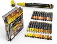 Acrylic Paint Pens 22 Assorted Yellow And Brown Pro Color Series Markers Set 3mm Medium Tip for Rock Painting, Glass, Mugs, Wood, Metal, Canvas, DIY, Outlining. Non Toxic, Waterbased, Quick Drying