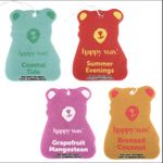 Happy Wax Scented Hanging Car Cub Air Freshener - Cute Car Freshener Infused with Natural Essential Oils. - Beach 4-Pack (Coastal Tide, Jasmine Honeysuckle, Grapefruit Mangosteen, Citron Mandarin)