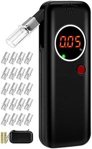 Éthylotest Portable, Capteur à Semi-conducteur Professionnel pour Mesure Rapide et Précise,Testeur d'alcool avec Affichage LCD Numérique, Electronique Homologué Alcootest avec 20 Embouchures (Noir)
