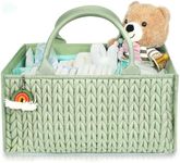 MOMINSIDE Diaper Caddy Organizer, Baby Basket Nursery Storage, Caddy Organizer for Portable Changing Table Dresser Car, Baby Registry Baby Shower Gifts for Girl Boy(Fair Green)