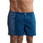 Jockey US57 Men's Super Combed Mercerized Cotton Woven Printed Boxer Shorts with Side Pocket (Pack of 2)_Navy Seaport Teal_XXL