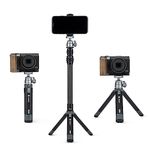 Fotopro Mini Camera Tripod with Carbon Fiber 2 Section Center Cloum 360 Degree Ball Head Extendable Portable Small Desktop Tripod for iPhone DSLR Camera,Max Height 90 CM,Load up to 3Kg