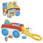 MEGA BLOKS Fisher-Price Toddler Building Toy, Block Spinning Wagon with 20 Pieces and Storage, 1 Figure, Gift Ideas for Kids Age 1+ Years, HHN00