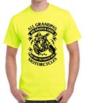 Caseria Men's Round Neck Cotton Half Sleeved T-Shirt with Printed Graphics - All Grandpas are Created Equal (Lemon Yellow, L)