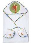 abracadabra Cotton Terry Hooded Towel with 2 Face Washers for Infants, Toddlers & Kids, 3 Pieces, Size 75 Cm X 75 Cm - Dumbo